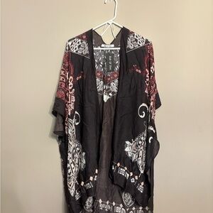 Pink and Brown Lightweight Patterned Kimono